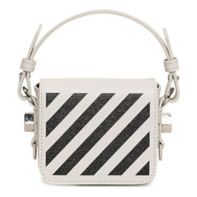 Stripe Mini skulderveske i hvitt