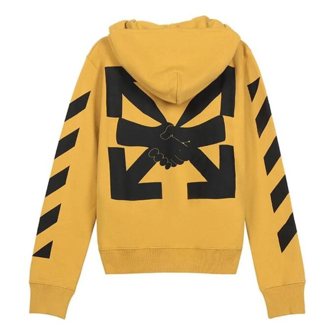 Stripe-trykk, hette, snøring, gul