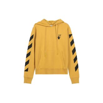 Stripe-trykk, hette, snøring, gul