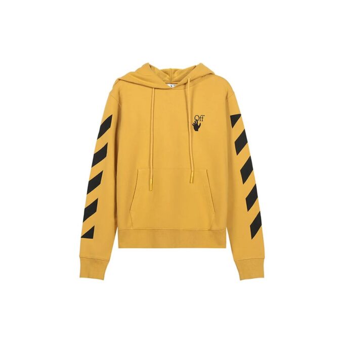 Stripe-trykk, hette, snøring, gul