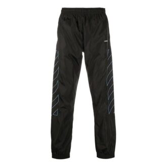 Stripete nylon treningsbukser, svart