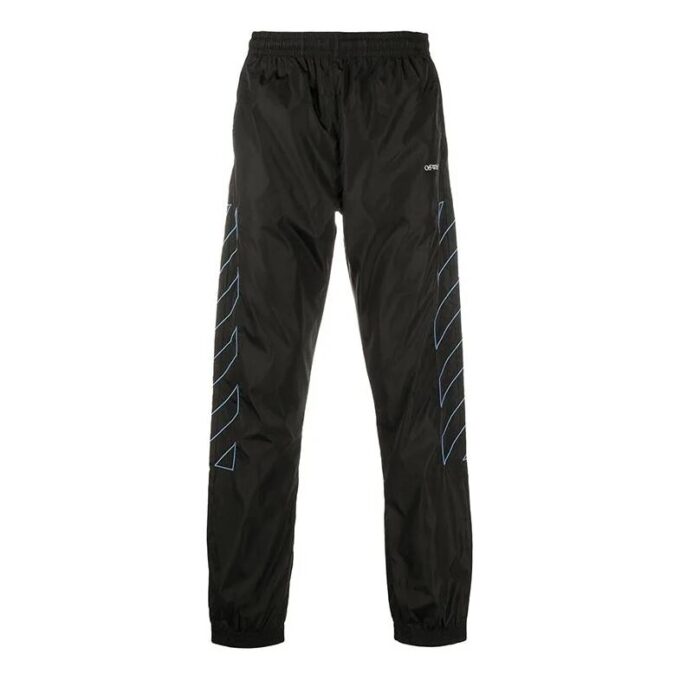 Stripete nylon treningsbukser, svart