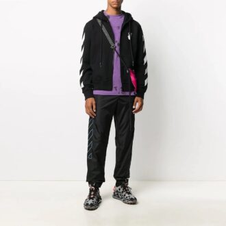 Stripete nylon treningsbukser, svart