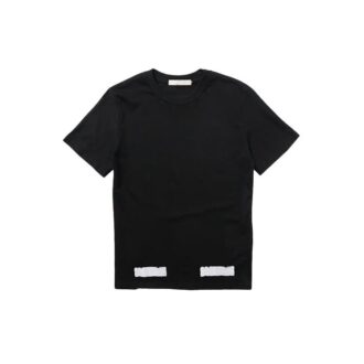 T-skjorte med firkantet trykk, rund hals og korte Shorts, unisex, svart