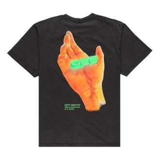 T-skjorte med håndlogo, slim fit, kort erme, svart