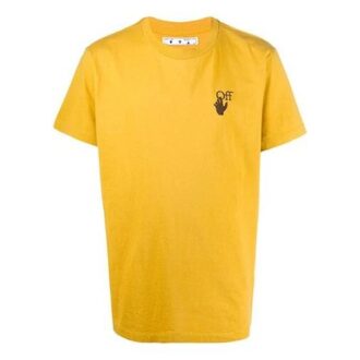 T-skjorte med logoapplikasjon, korte ermer, herre, gul