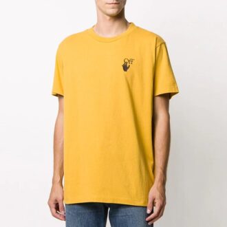 T-skjorte med logoapplikasjon, korte ermer, herre, gul