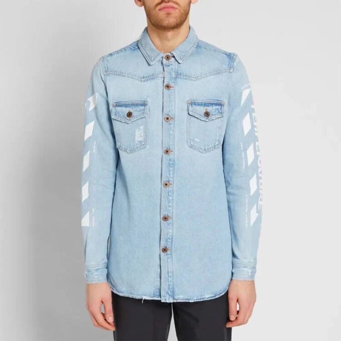 Temperature C/O Virgil Abloh Herre Temperature Denimskjorte Lysblå