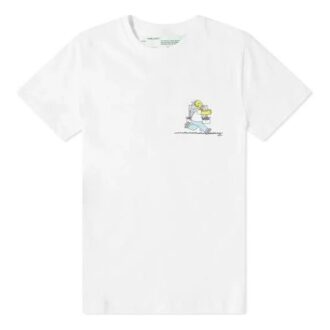 The Simpsons-trykk, kort ermet, hvit