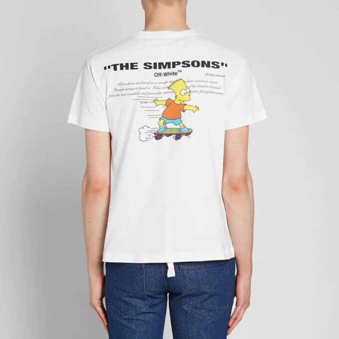 The Simpsons-trykk, kort ermet, hvit