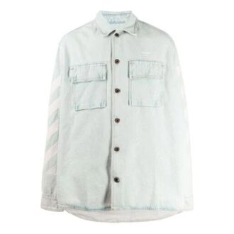Trykt denimjakke Denimblu
