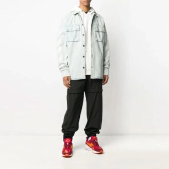Trykt denimjakke Denimblu