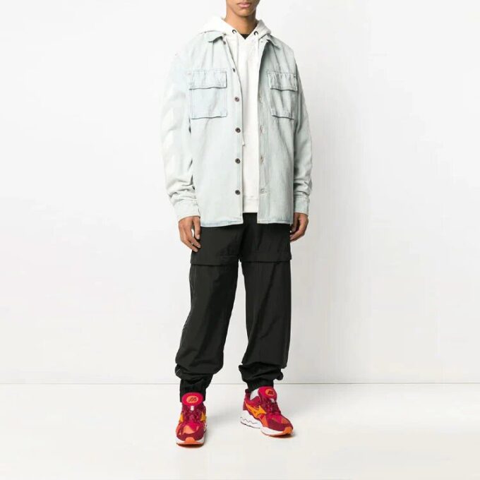 Trykt denimjakke Denimblu