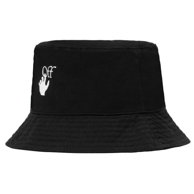 Unisex-fiskerhatt med logo-trykk, svart