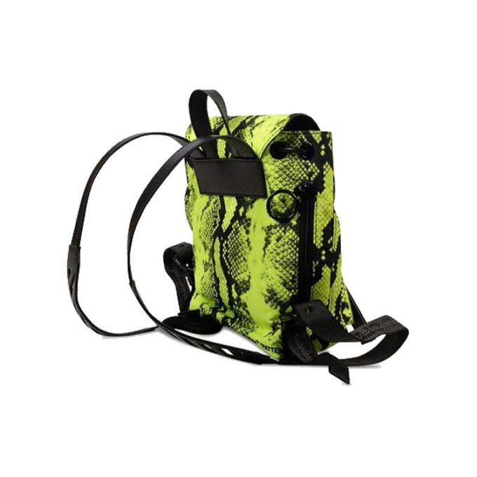 Unisex nylon-ryggsekk med slangemønster, mini, gul