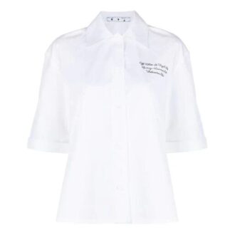 Unisex SS21 brodert kortærmet skjorte hvit