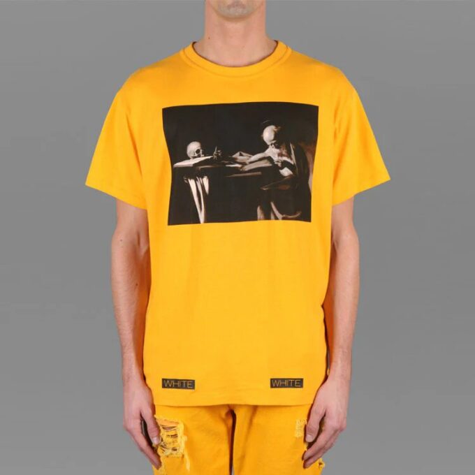 Unisex SS21 Co Virgil Ablo Ow T-skjorte Gul