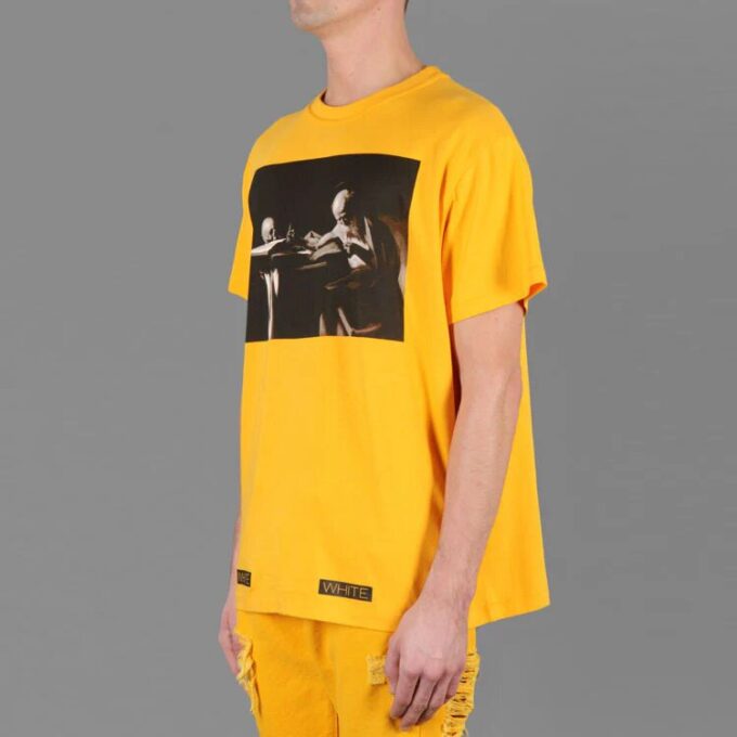 Unisex SS21 Co Virgil Ablo Ow T-skjorte Gul