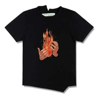 Virgil Abloh svart Diag Fire kortærmet Shorts