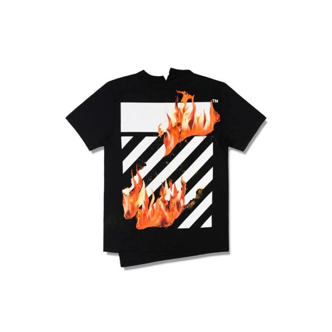 Virgil Abloh svart Diag Fire kortærmet Shorts