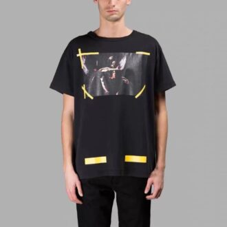 Virgil Abloh-trykk, kort ermet, svart