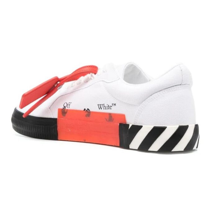 Vulcanized lavt snørte Sneakers «White Black Orange»