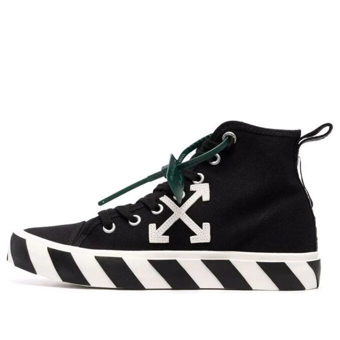 Vulcanized mid-top canvas Sneakers «Black White Green»