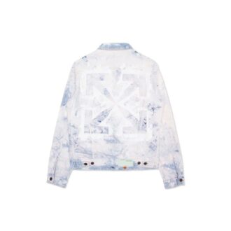 WASHED ARROW PRINT DENIM-jakke for menn, lyseblå og hvit