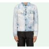 WASHED ARROW PRINT DENIM-jakke for menn, lyseblå og hvit