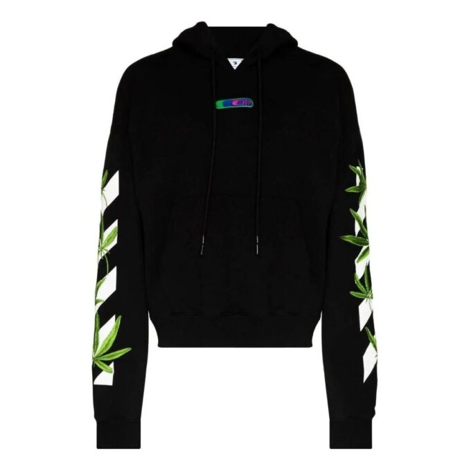 Weed Arrows Oversized Hoodie &laquo;Svart Hvit Grønn&raquo;